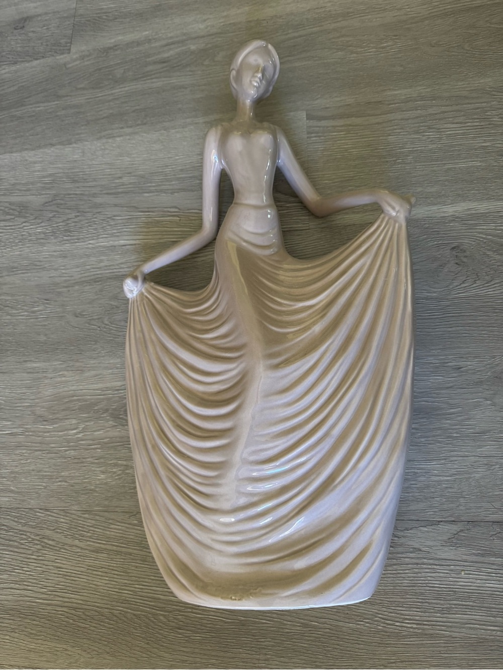 Elegant Ceramic Drape Dress Figurine - grey